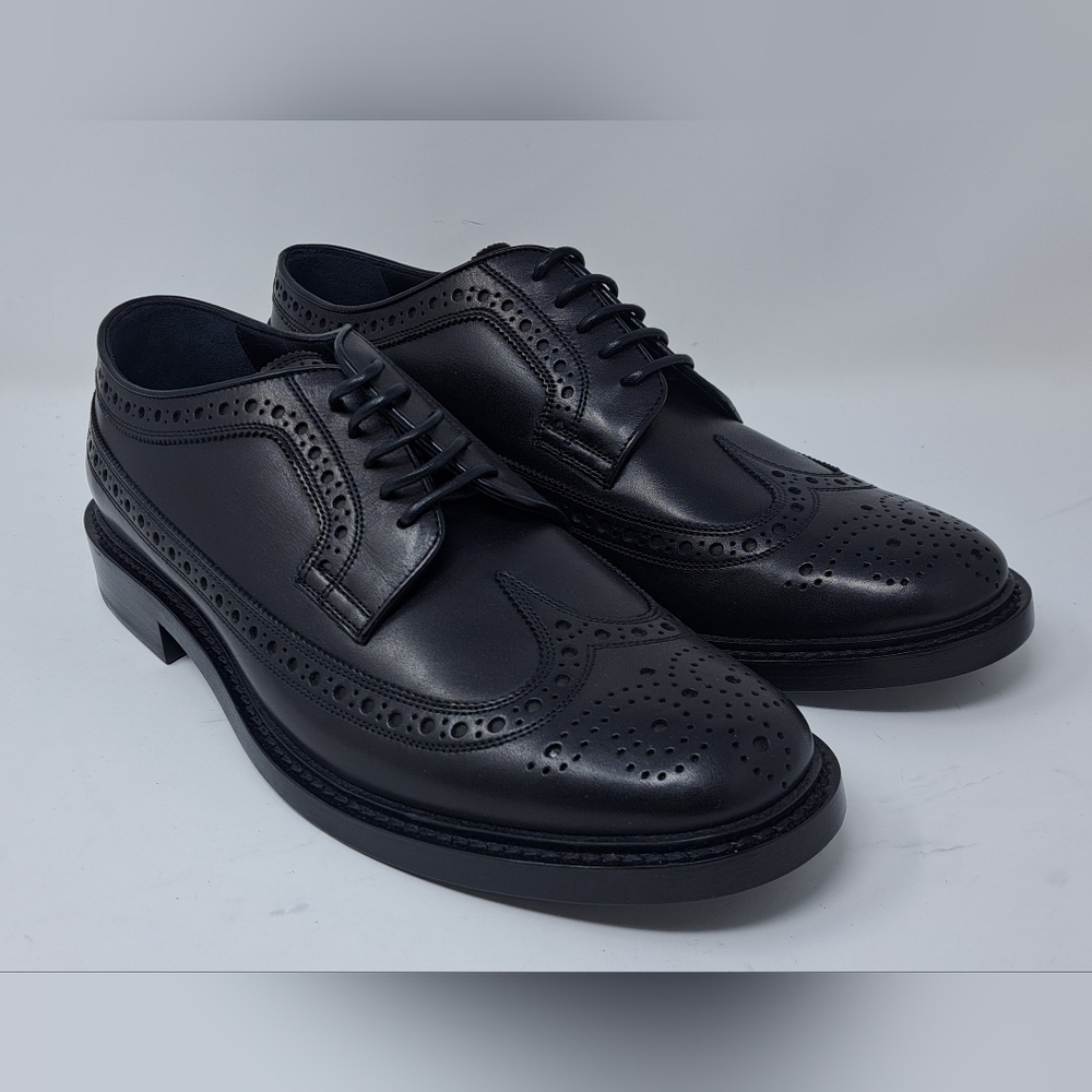 Burberry Men's Black Leather Wingtip Brogue Dress Shoes Lace Up 9 US 42 EU
